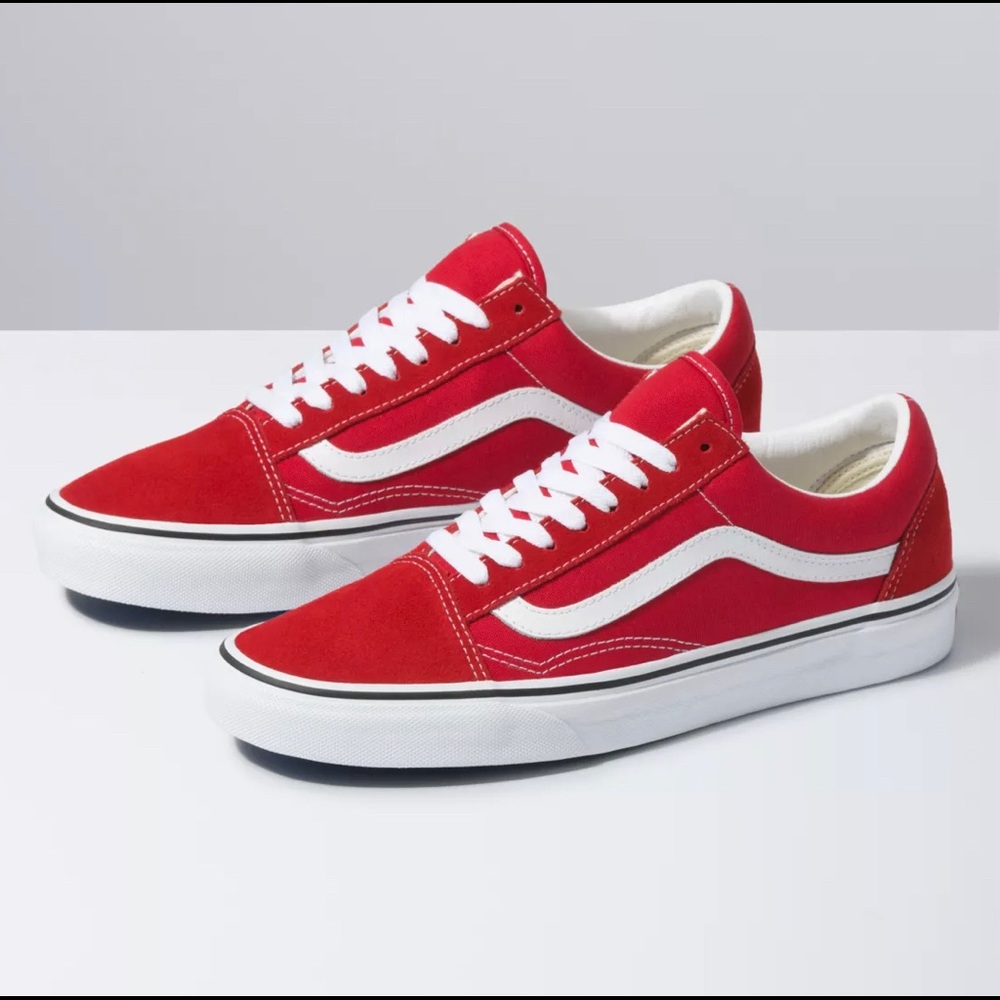 Red Old Skool Vans Size 4 Mens, Size 5.5 Womens